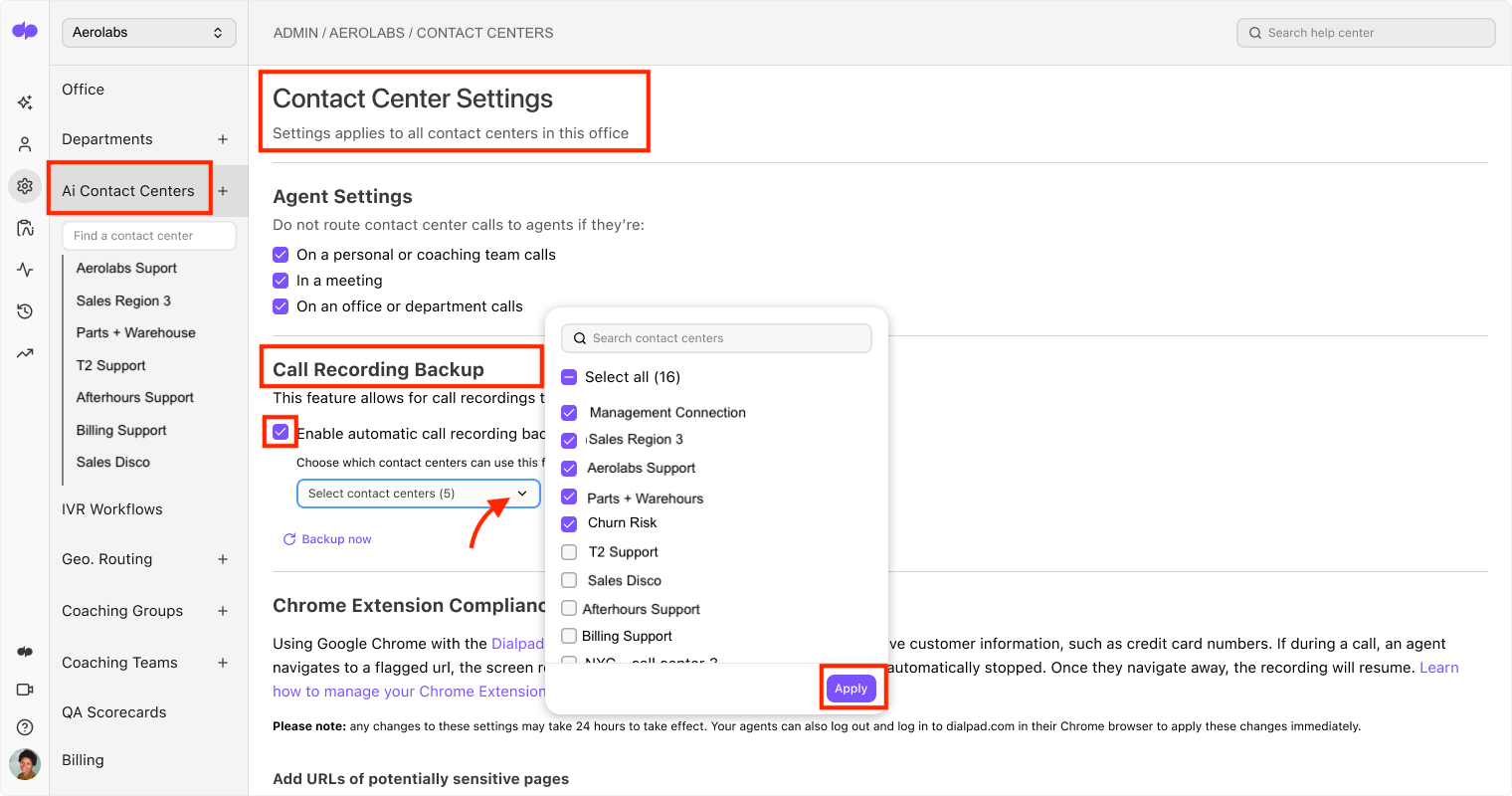 select cc bulk backup