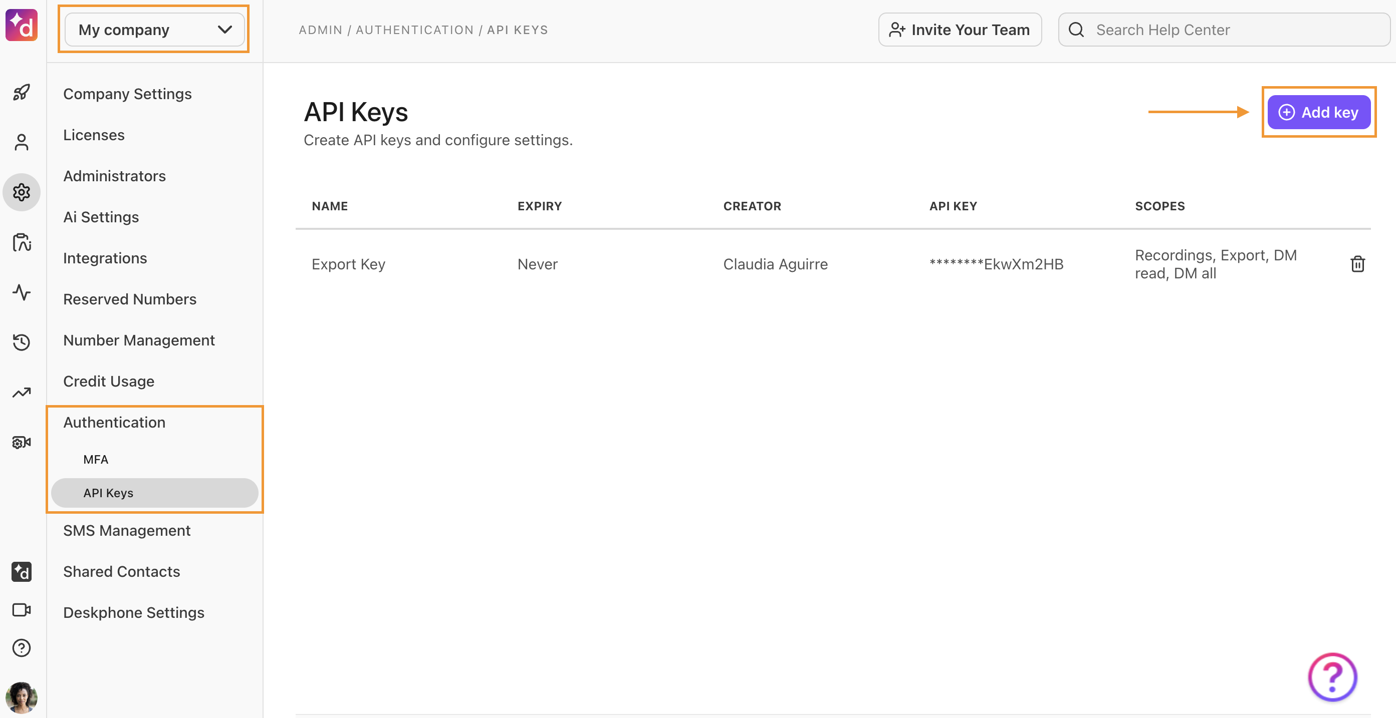 add api key