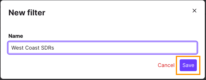 Option to create a new filter