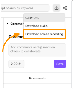 View of the option to download a call recording