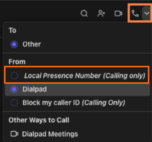 Select a local presence number for outbound calls