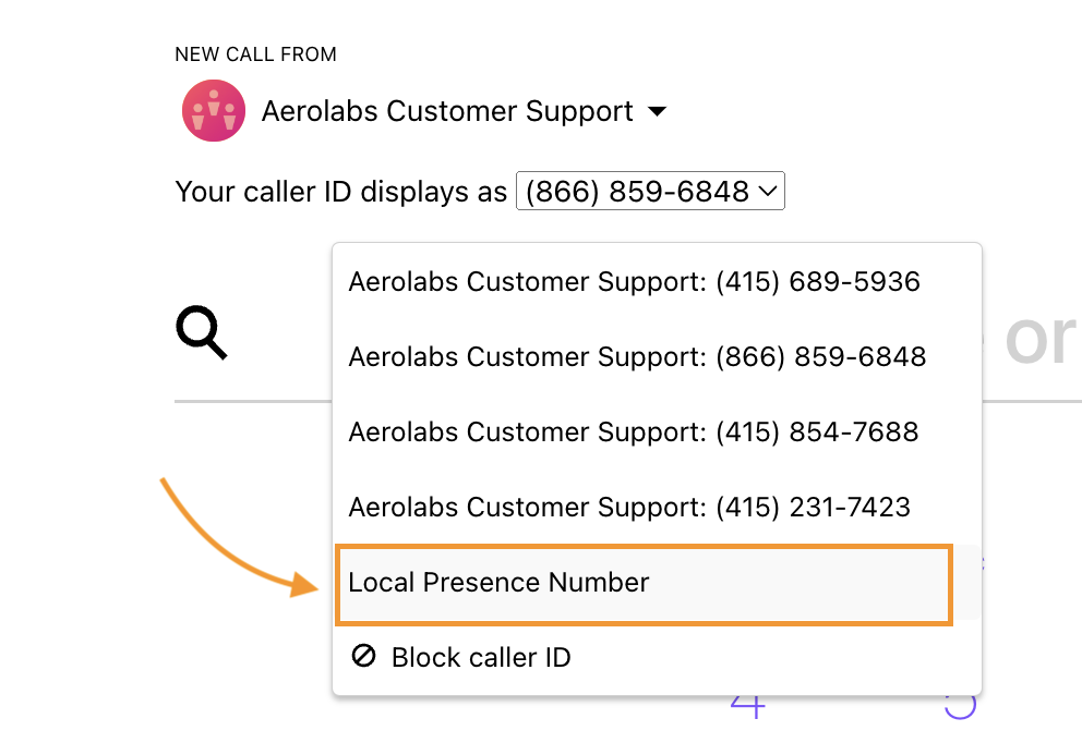 Option to select a local presense