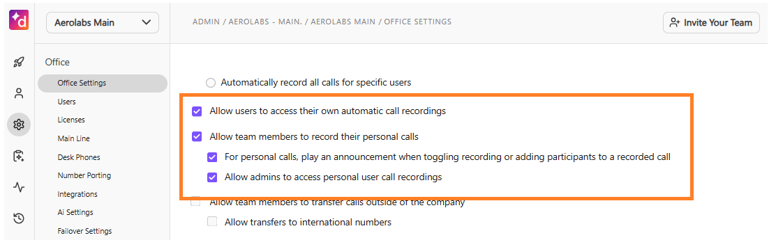 recording access for office settings