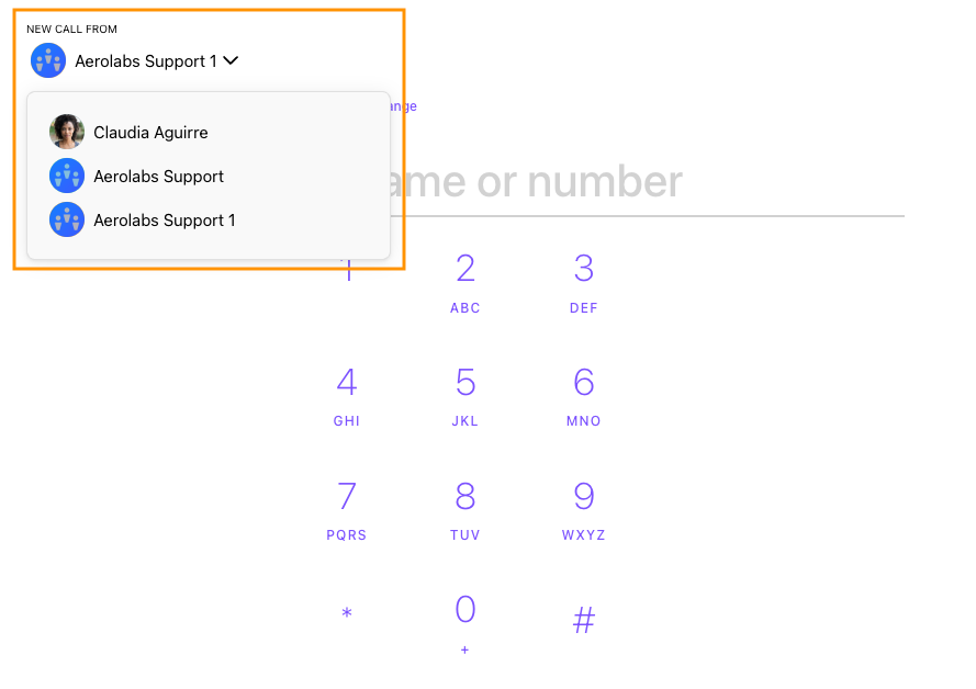 OPtion to select which name or contact center name display when making a call