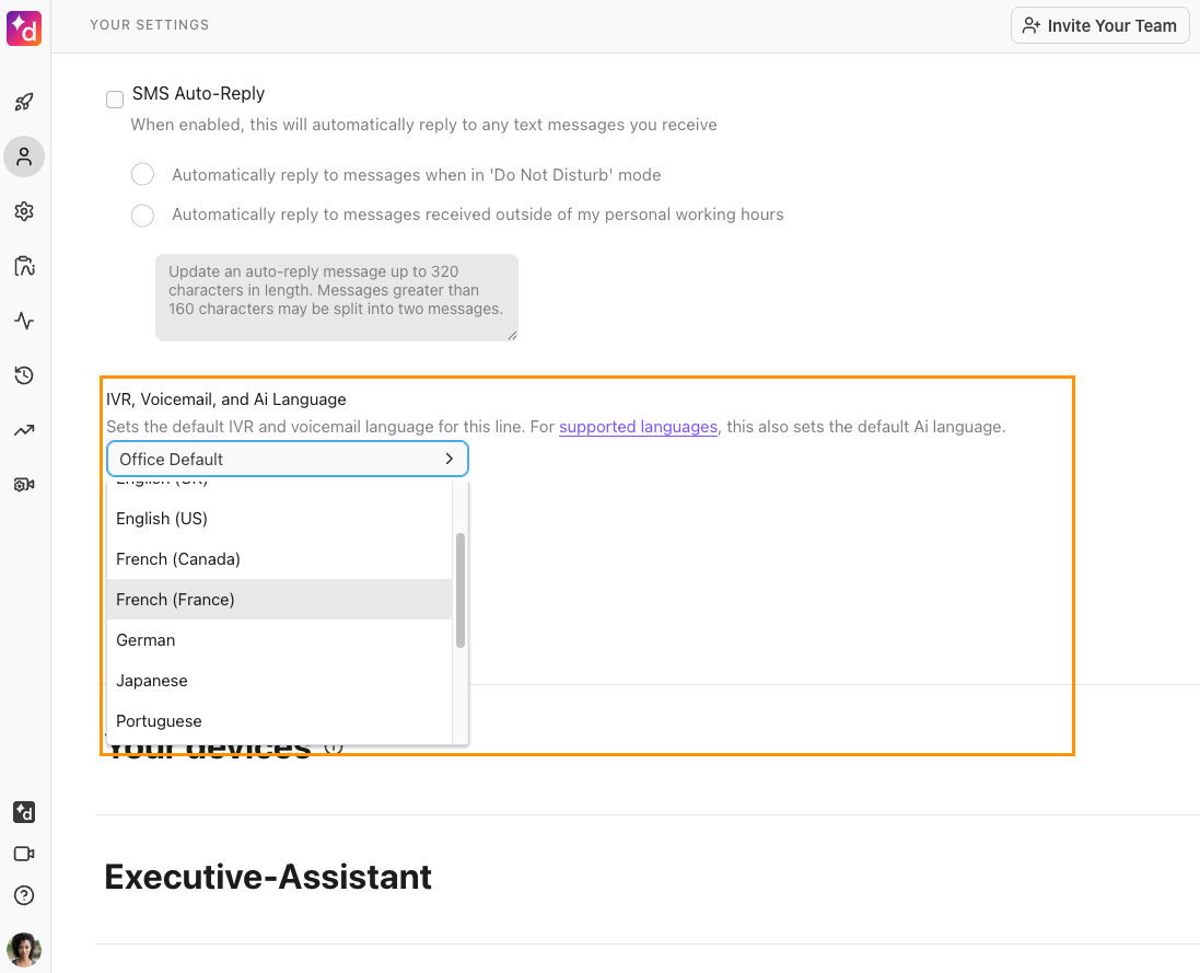 choose language settings