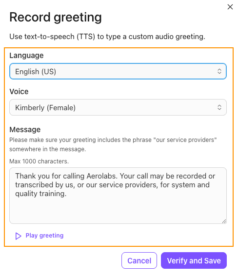 record greeting