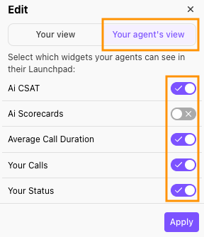 Options to choose which widgets to hide in the launchpad
