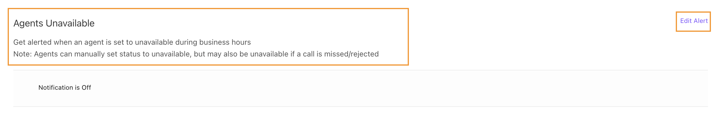 Agent unavailable notification setting