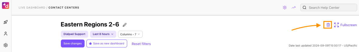 Option to delete a saved real-time dashboard