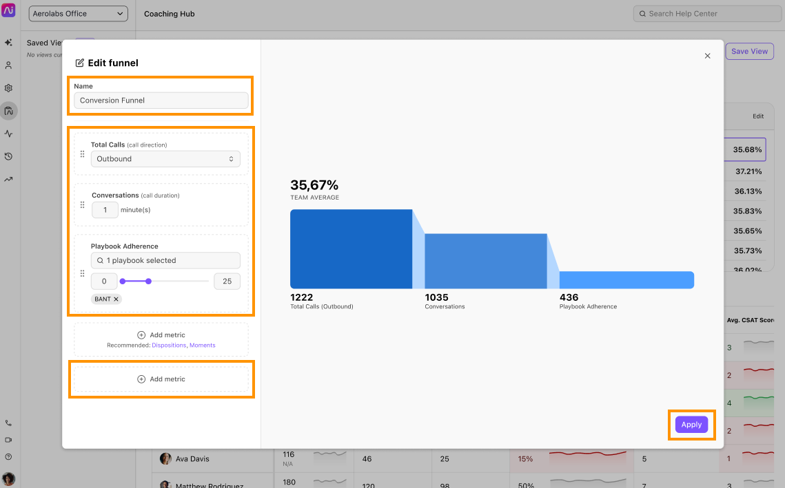 Editing funnel view details