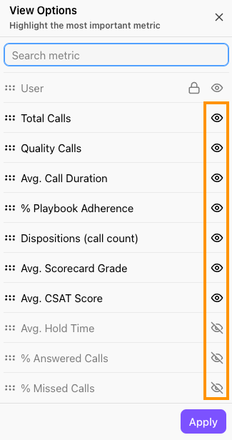 Leaderboard filter options