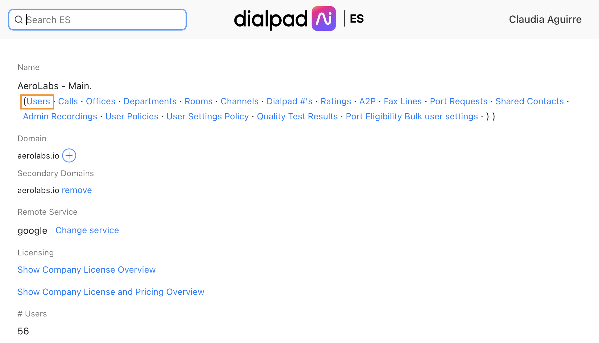 highlighted users button to choose