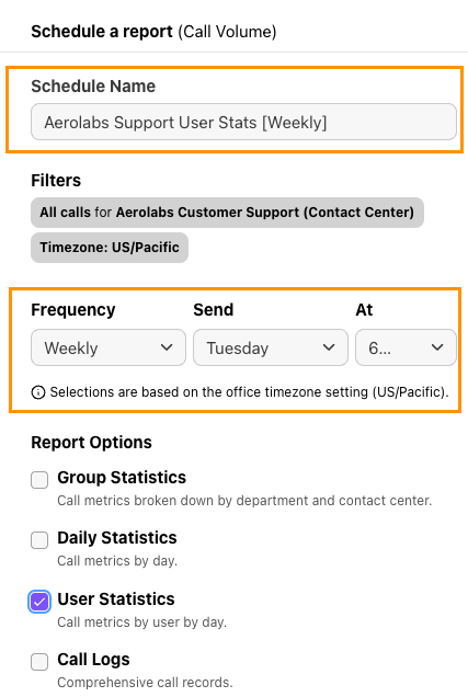 Image of report filters