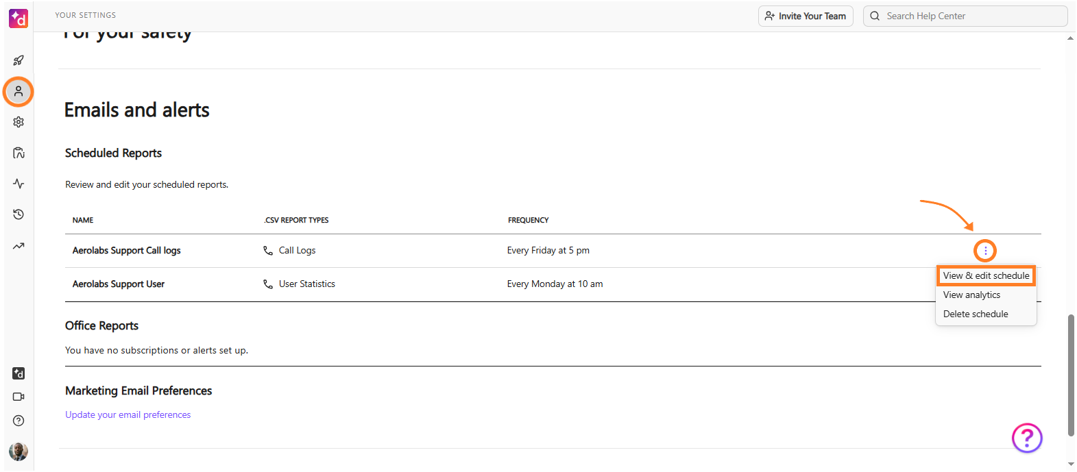 image of editing a scheduled report
