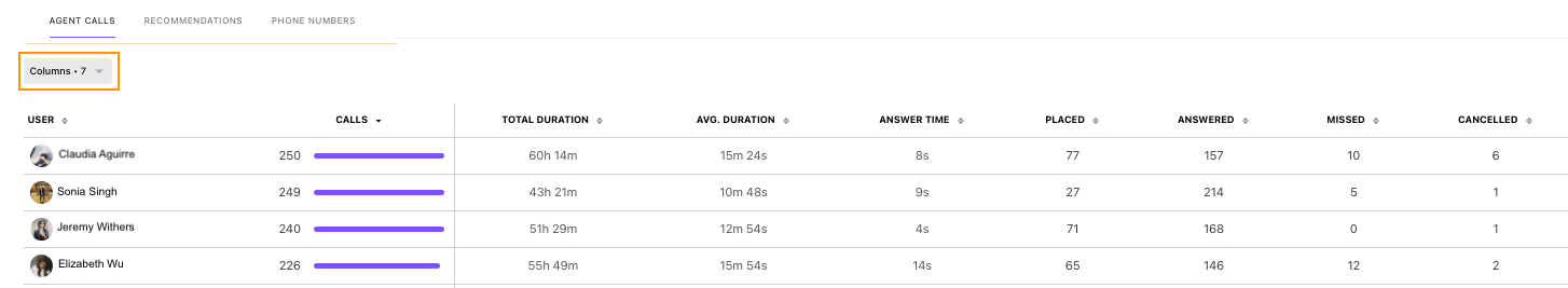 image of the filters available.