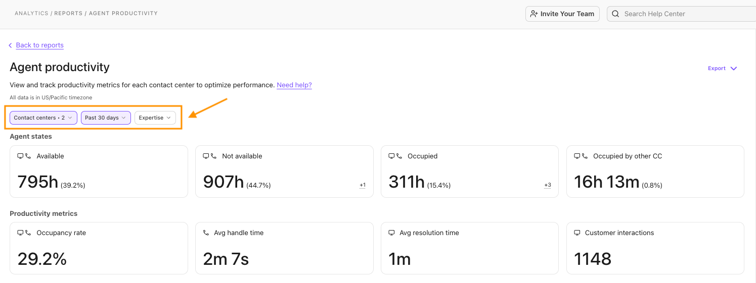Image of the report filters.