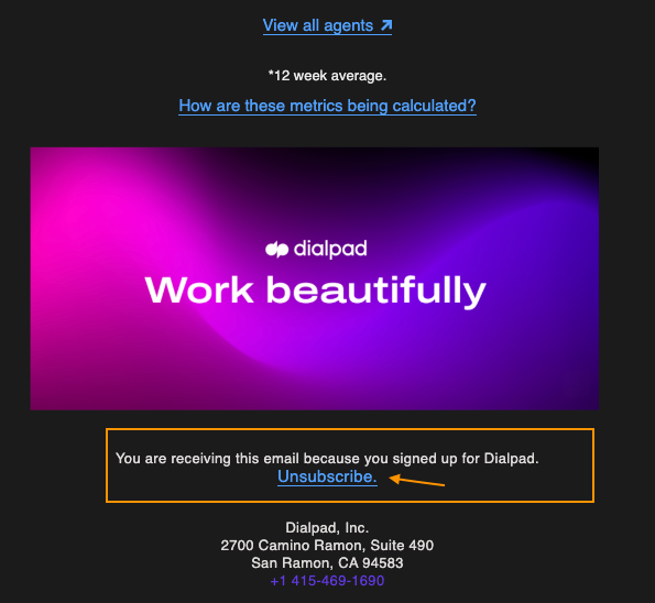 Image showing where to unsubscribe.