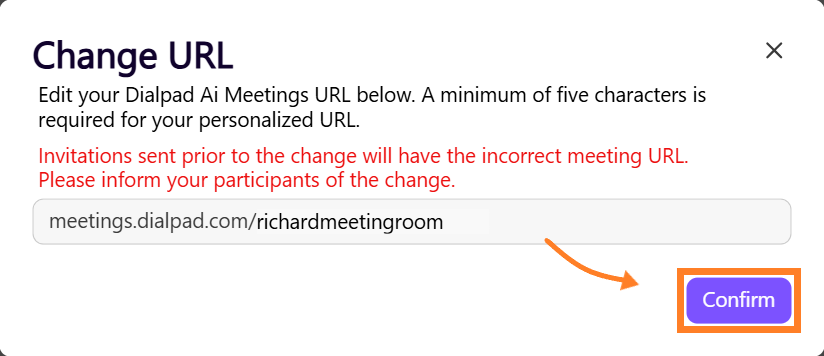 New meeting URL