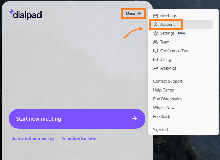 Account Menu