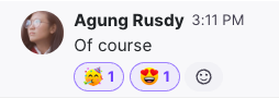 Screenshot of a chat message in Dialpad showing two selected emoji reactions attached directly beneath the message text.