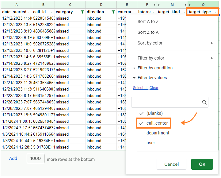 Image showing call center selected.