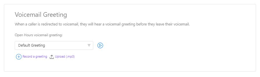 Voicemail greeting setting