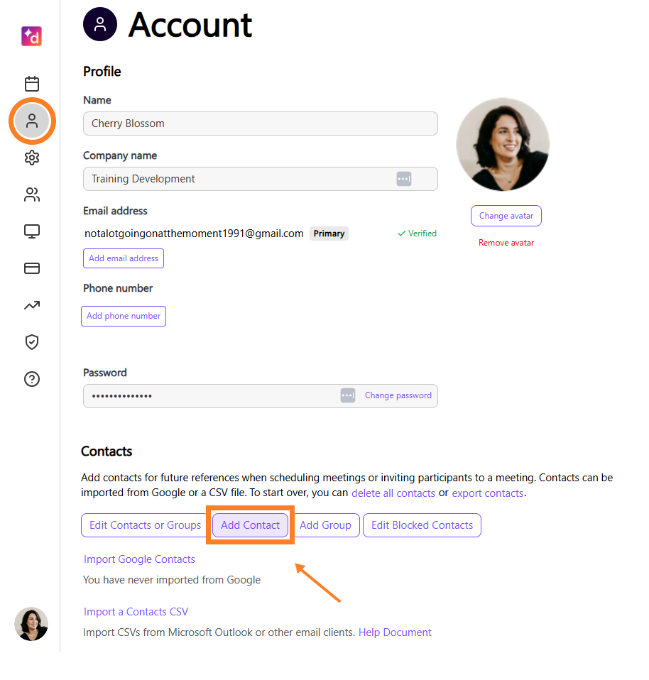 Add Contact button