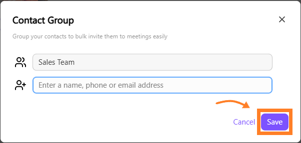 Save contact group details