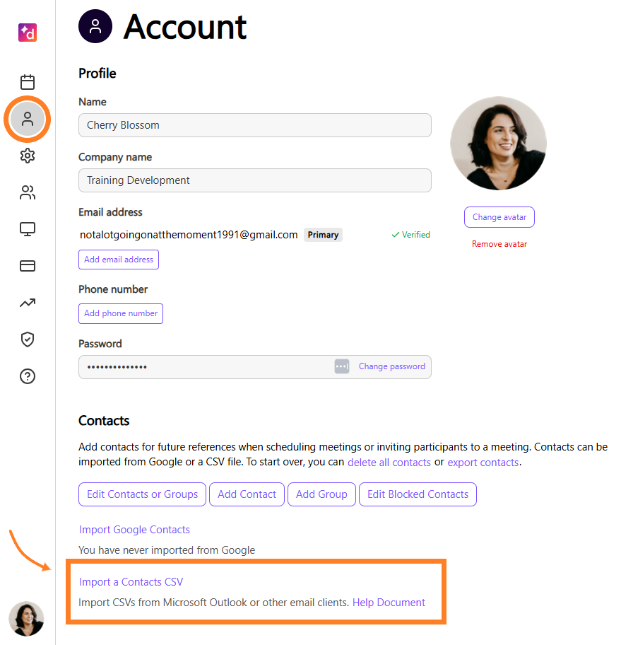 Import contacts using CSV