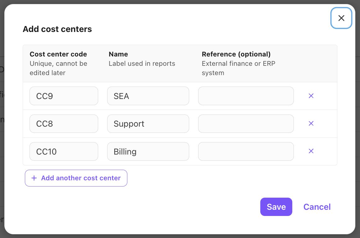Image of cost centers