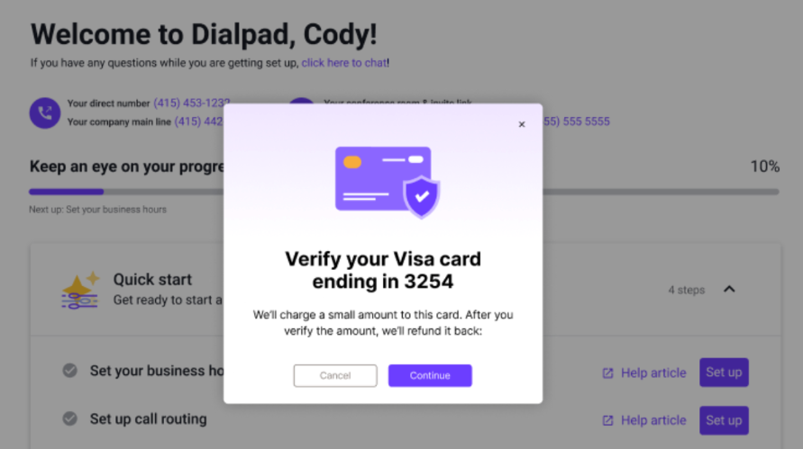 Confirmation pop-up.