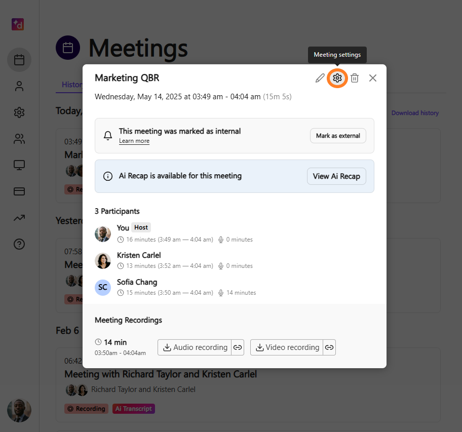 meeting settings