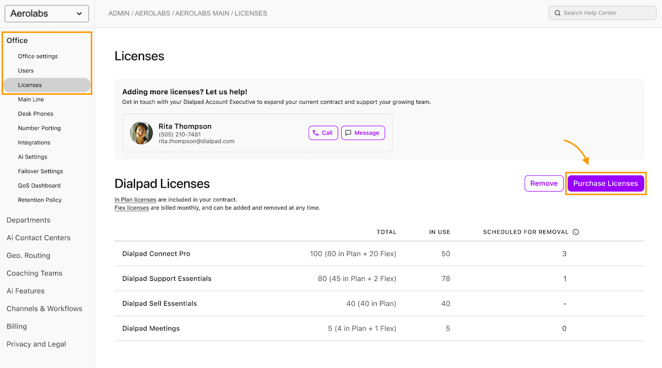 Purchase licenses