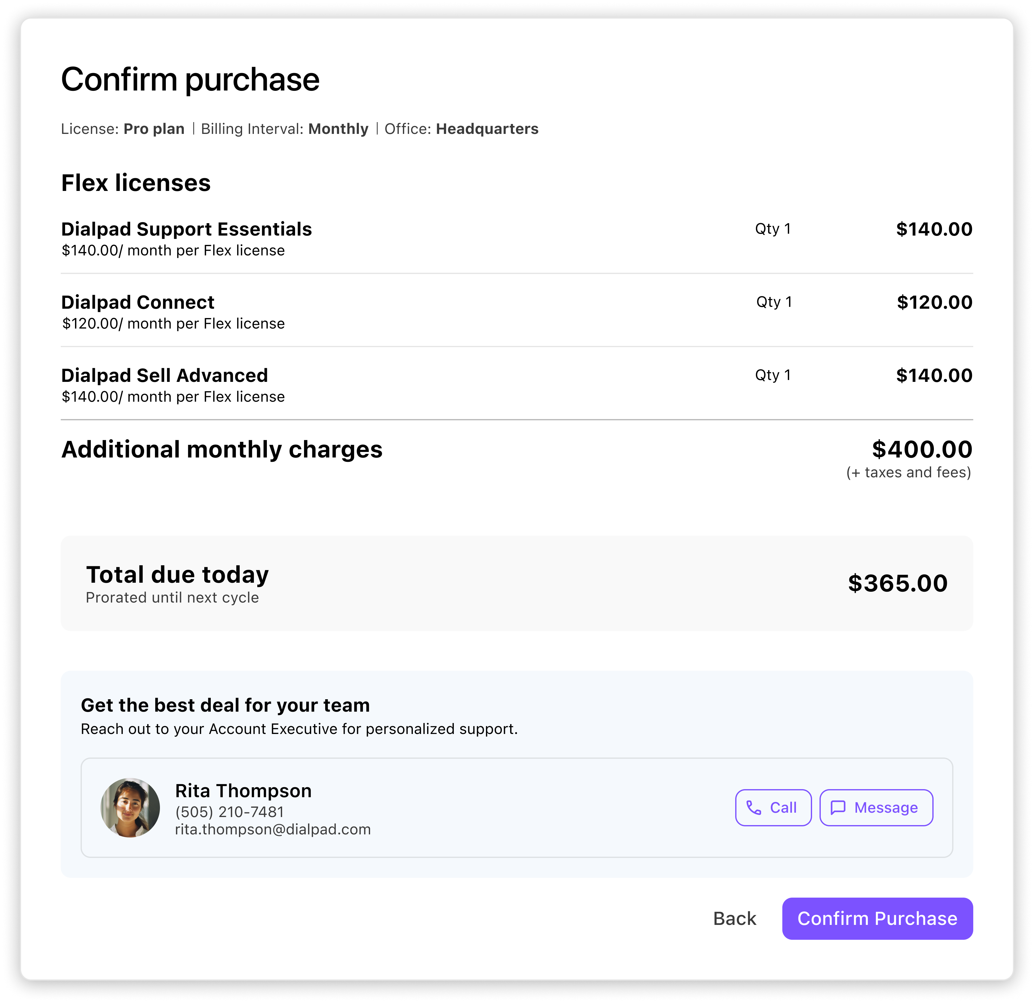 Confirm purchase pop-up.
