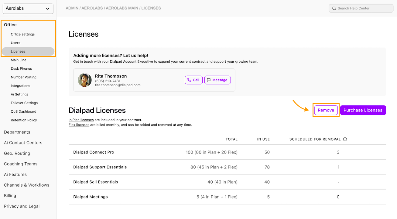 Remove license option