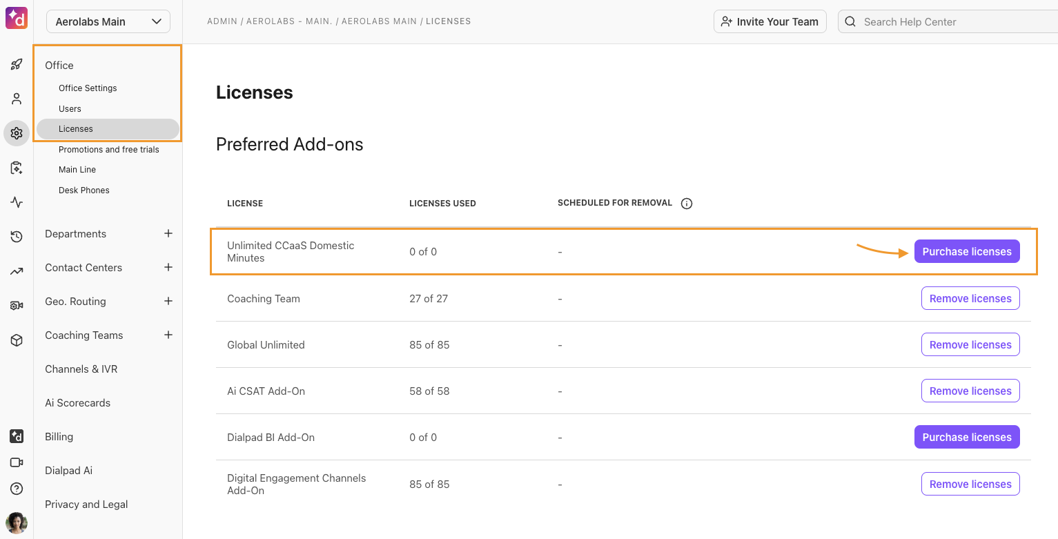 Purchase license option.