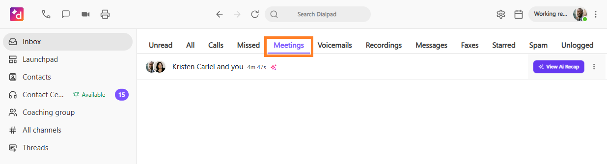 View AI recap button