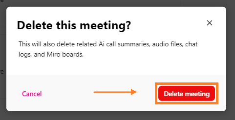 Delete meeting button