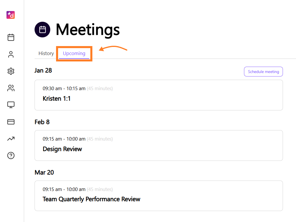 upcoming meetings