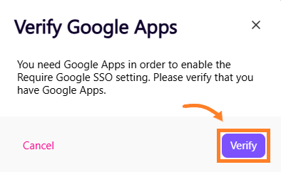 Verify button for Google Apps