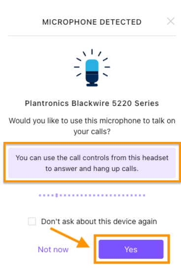 Pop out banner asking to add a device