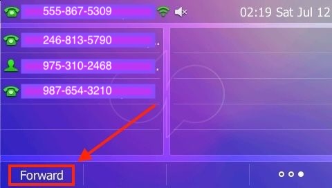 Forward soft key on a desk phone screen