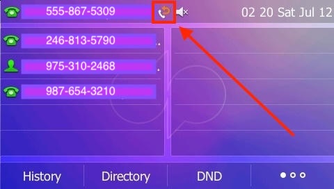 Call forwarding icon on the main desk phone screen