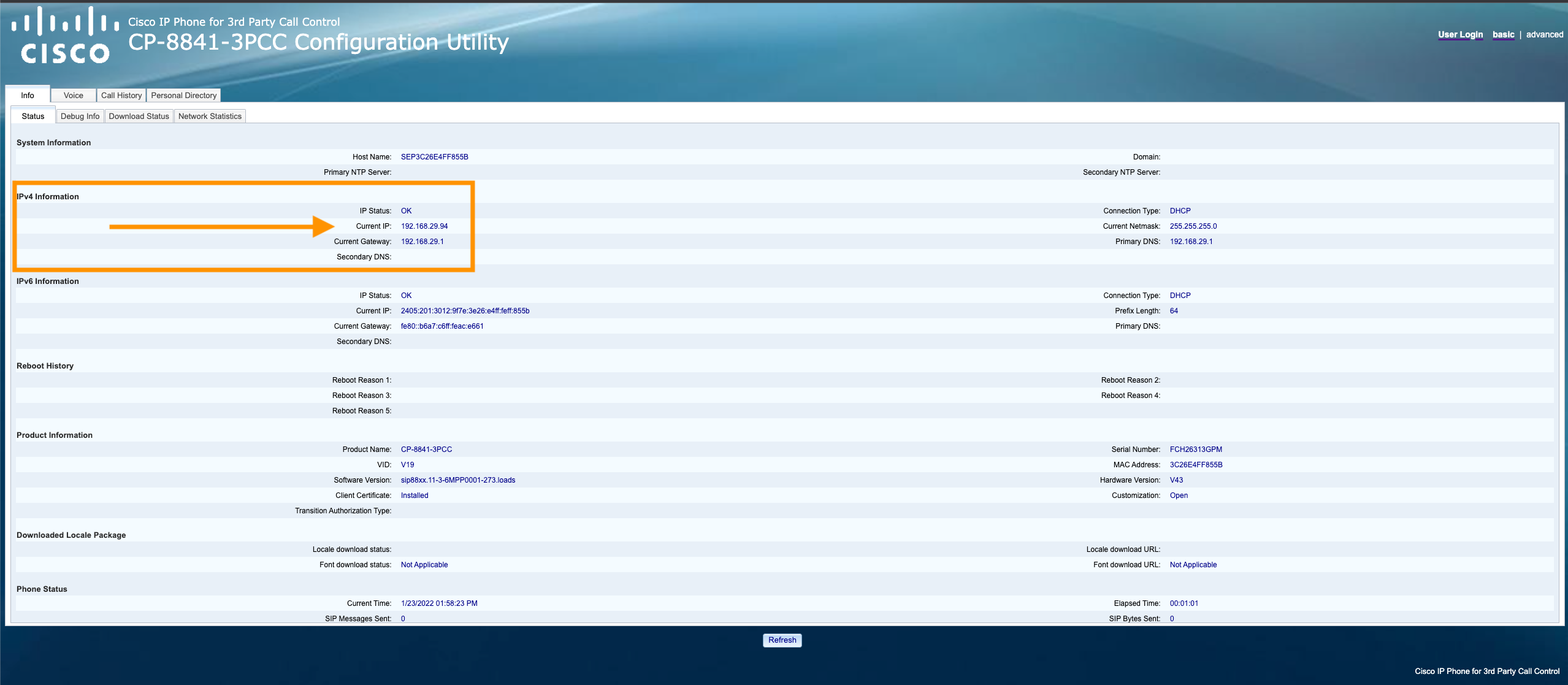 View of the cisco phone UI