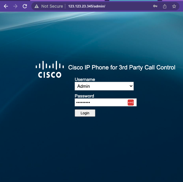 Cisco login page