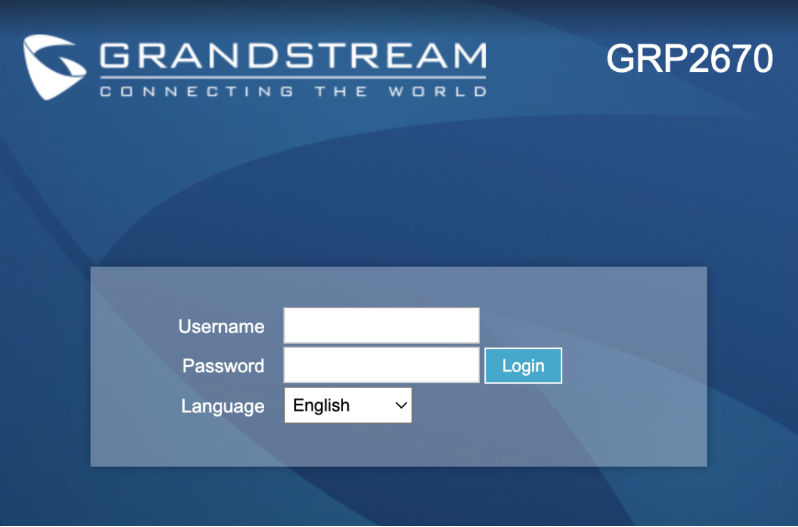 Grandstream interface login window