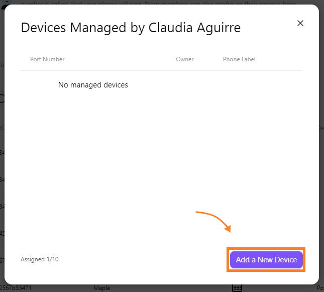 Screen to add a new device