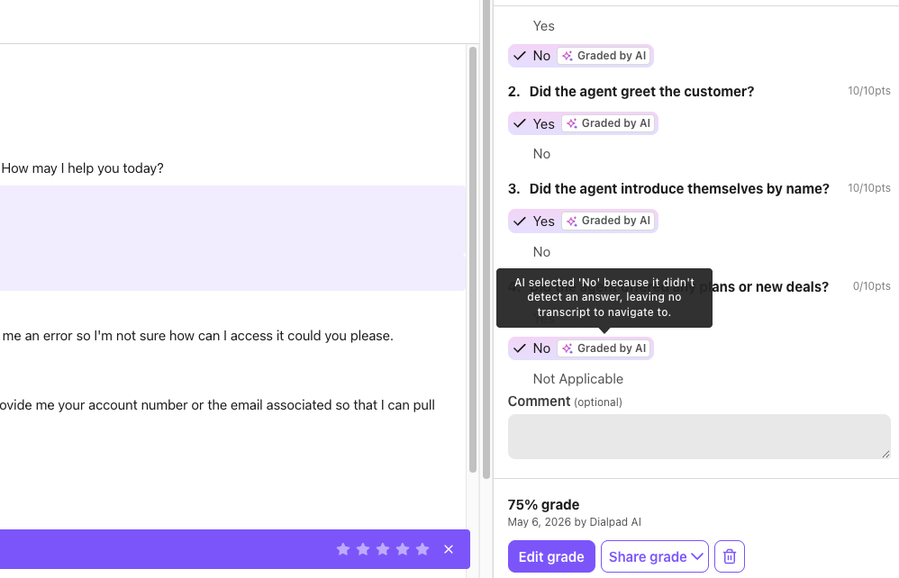 A customer service interaction with questions about account access and agent responses.