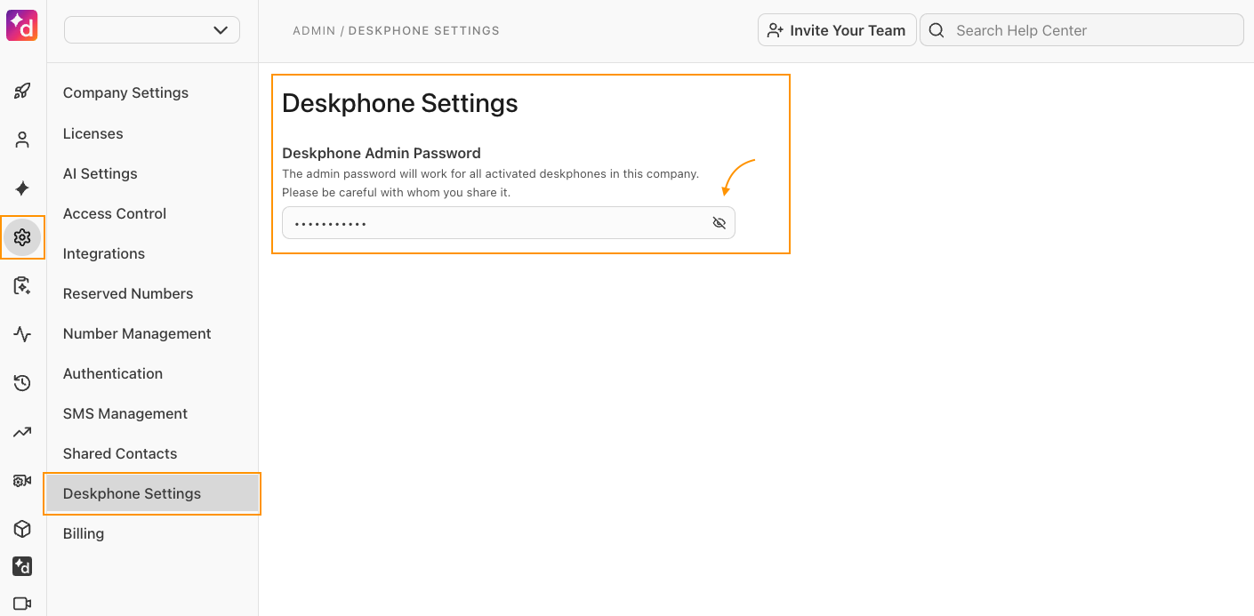 Deskphone password access