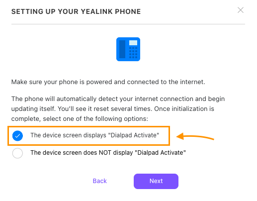 Option to select dialpad activate